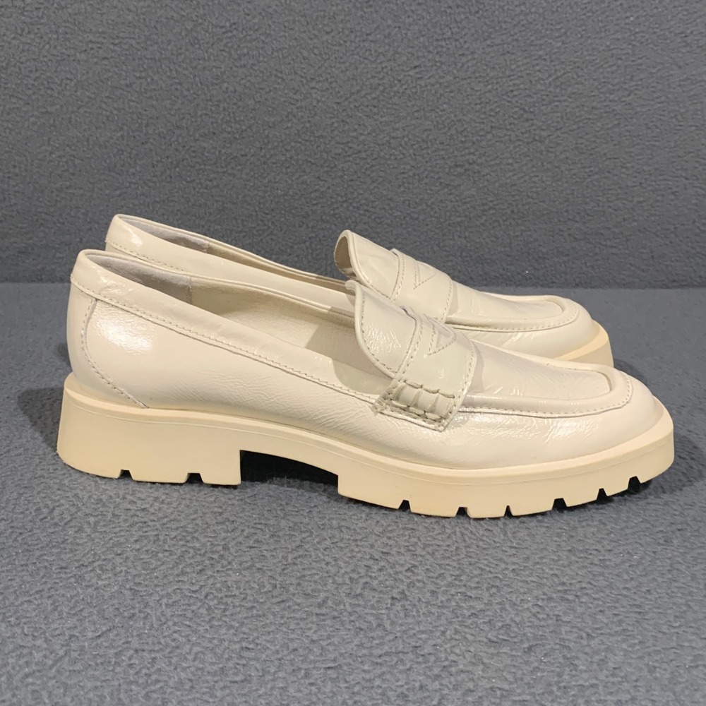 Dolce Vita Penny Loafers Women 8.5 Cream Leather Lug Sole Chunky Platform Shoes